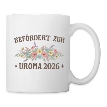 Befördert zur Uroma 2026 Blumen - Tasse - Weiß - Rechts