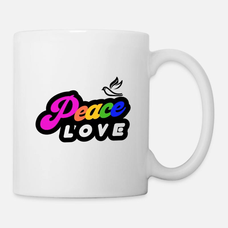 Paix Amour Arc-en-ciel Rétro - Mug blanc - blanc