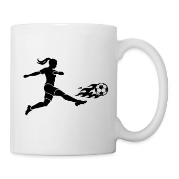 Fussballerin Fussball Silhouette - Tasse - Weiß - Rechts