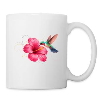 Hummingbird at hibiscus flower - Mug - white - Right