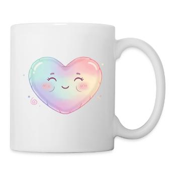 Cœur pastel avec un sourire mignon, symbole de cœur, mignon - Mug blanc - blanc - Droite