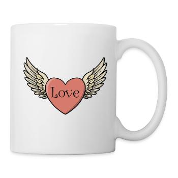 Classic Winged Heart Love Tattoo Style - Mug - white - Right