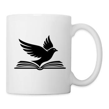 Silhouette d’oiseau de livre noir - Mug blanc - blanc - Droite