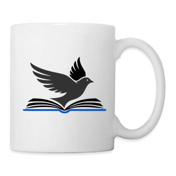 Vogel fliegt aus Buch - Tasse - Weiß - Rechts