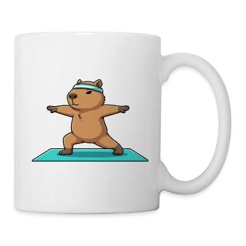 Yoga-Kapybara-Nagetier bei Kriegerhaltung - Tasse - Weiß - Rechts