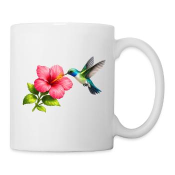Hummingbird on the red hibiscus - Mug - white - Right