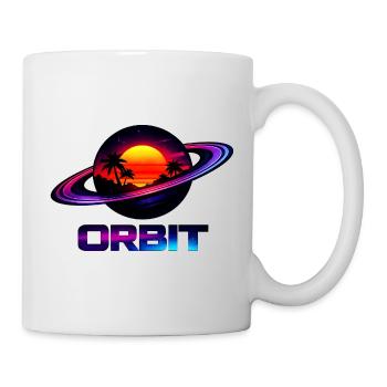 Geometrische Saturn-Umlaufbahn Retro Synthwave 80s - Tasse - Weiß - Rechts