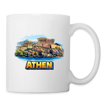Athen Akropolis Insel Illustration - Tasse - Weiß - Rechts
