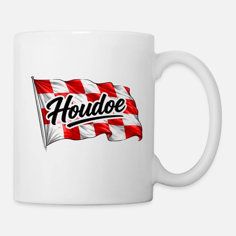 agitant le drapeau du Brabant avec Houdoe - Mug blanc - blanc