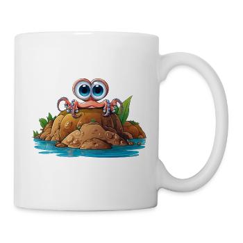 Kieselkrabbe mit Kulleraugen - Tasse - Weiß - Rechts
