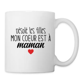 Désolé Les Filles Mon Cour Est A Maman - Mug blanc - blanc - Droite
