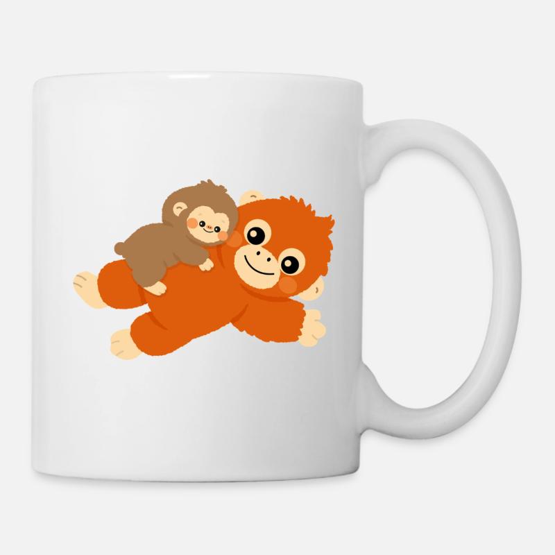 Baby Monkey and plushie - Mug - white