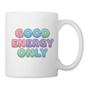 Good Energy Only Positive Vibes Aufkleber - Tasse - Weiß - Rechts