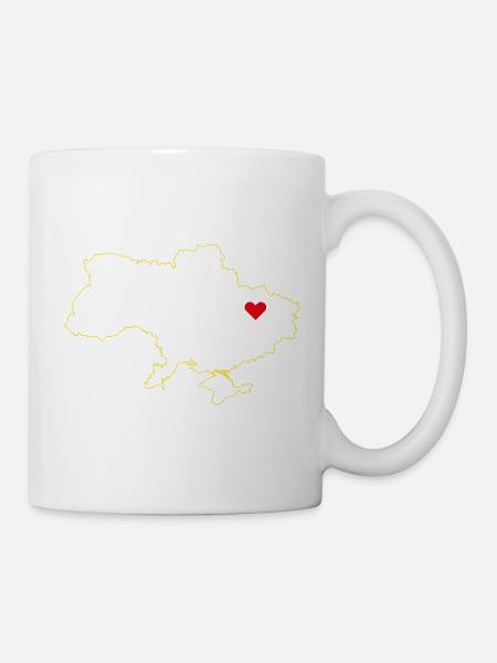 Ukraine Landkarte - Minimalistisches Gold-Design m - Tasse - Weiß