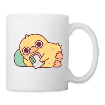 Cute Duck Chilling With Handphone - Mug - white - Right