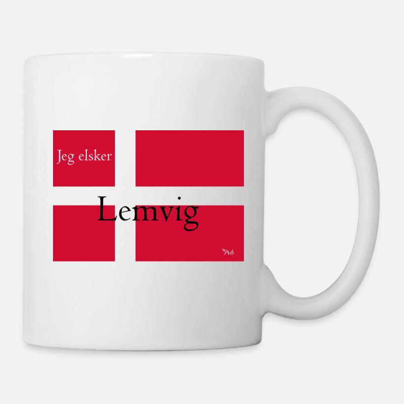 "Jeg elsker Lemvig" auf Dannebrog - Tasse - Weiß