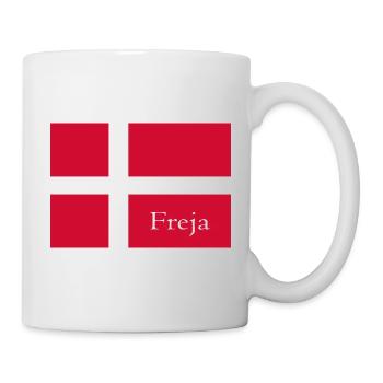 Freja auf dänischer Flagge - Tasse - Weiß - Rechts