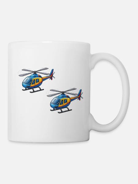 Helikopter Cartoon - Tasse - Weiß