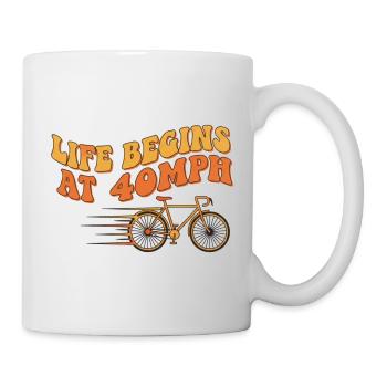 Retro Life Begins At 40MPH Bicycle Art - Mug - white - Right