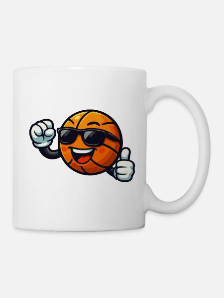 Basketball mit Sonnenbrillen-Vibes - Tasse - Weiß