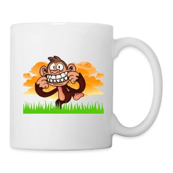 Funny Grinning Monkey Retro Cartoon Jungle Art - Mug - white - Right