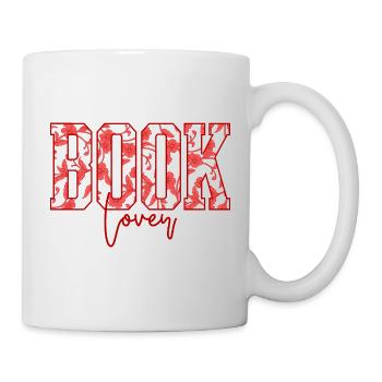 Book Lover Blumen Schrift - Tasse - Weiß - Rechts