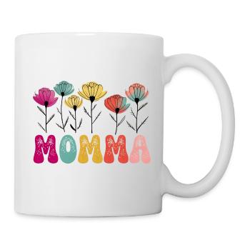 Lebendige Blumen-MOMMA-Typografie zum Muttertag - Tasse - Weiß - Rechts
