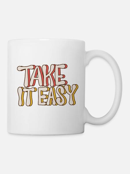 Take It Easy – Retro Vintage Quote 70s Style - Mug - white