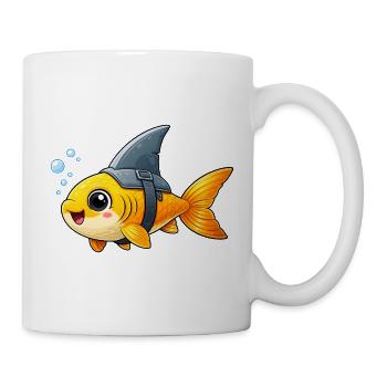 Funny Fish with Shark Fin Kids Cartoon - Mug - white - Right