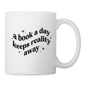 Retro Book A Day Keeps Reality Away Bookworm Quote - Mug - white - Right