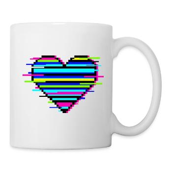Cadeau Cœur Glitch pour les joueurs et les nerds : Amour rétro - Mug blanc - blanc - Droite