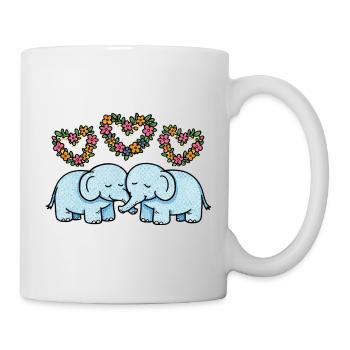 Duo Éléphant Cœurs Floraux - Mug blanc - blanc - Droite