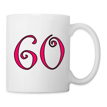 60. 60 JAHRE. 60-JÄHRIGES JUBILÄUM. 60. GEBURTSTAG. - Tasse - Weiß - Rechts