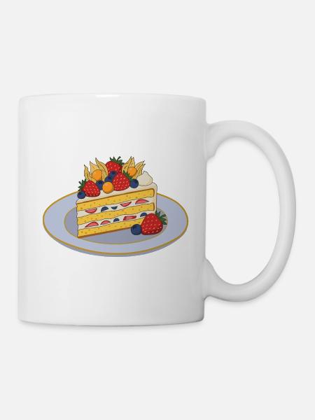 Fruchtige Tortenscheibe mit Beeren - Tasse - Weiß