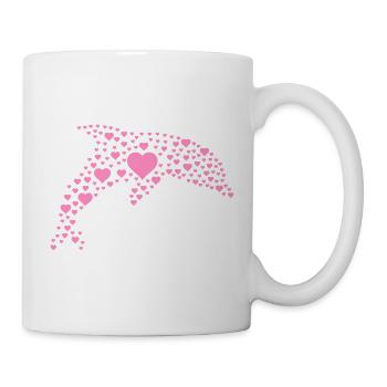 Delfin mit kleinen Herzen - Tasse - Weiß - Rechts