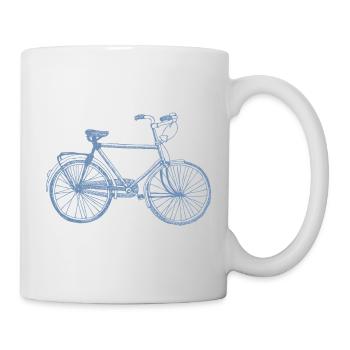 Fahrradfahrer Retro Skizze Vintage Silhouette - Tasse - Weiß - Rechts