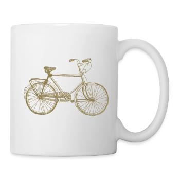 Fahrradfahrer Retro Skizze Vintage Silhouette - Tasse - Weiß - Rechts