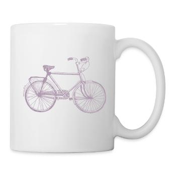 Fahrradfahrer Retro Skizze Vintage Silhouette - Tasse - Weiß - Rechts
