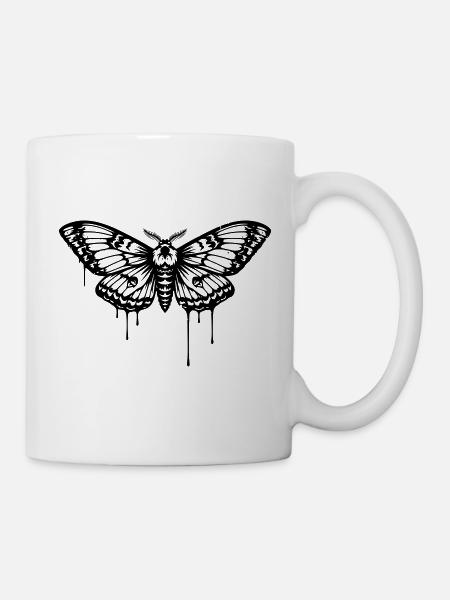 Motte Nachtfalter Tattoo - Tasse - Weiß