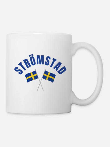 Schwedische Strömstad-Flaggen in Kreuzen - Tasse - Weiß