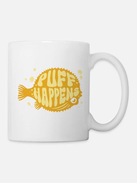 Kugelfisch Puff Happens - Tasse - Weiß