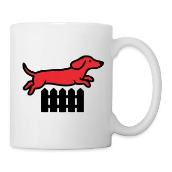 Agilité au saut de clôture teckel - Mug blanc - blanc - Droite