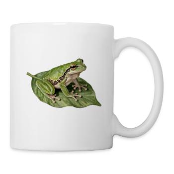 Grüner Frosch auf Blatt - Tasse - Weiß - Rechts