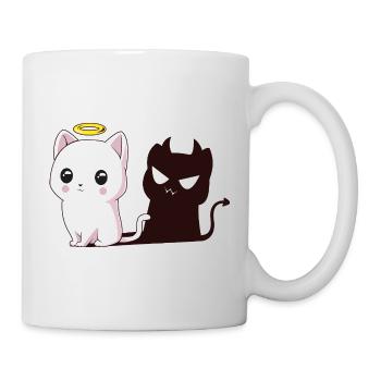 Kawaii-Engelkatze mit Teufelsschatten - Tasse - Weiß - Rechts