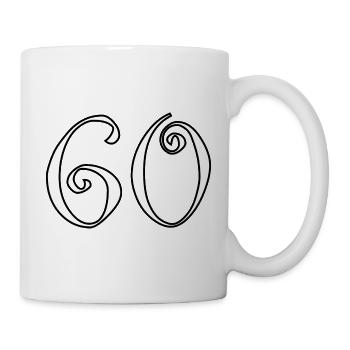60. 60 JAHRE. 60-JÄHRIGES JUBILÄUM. 60. GEBURTSTAG. - Tasse - Weiß - Rechts