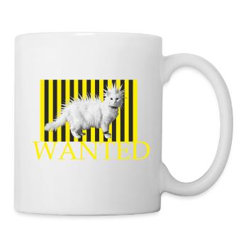Wanted Punk katze auf gelben Streifen - Tasse - Weiß - Rechts
