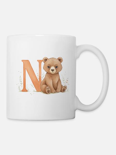 Bär mit Buchstabe N - Tasse - Weiß