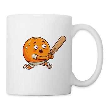 Lustige Orange Beim Baseballschlag Cartoon - Tasse - Weiß - Rechts