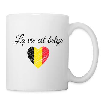 Cœur Tricolore Brossé Jaune Rouge Belgique  - Mug blanc - blanc - Droite