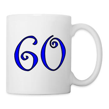 60. 60 JAHRE. 60-JÄHRIGES JUBILÄUM. 60. GEBURTSTAG. - Tasse - Weiß - Rechts